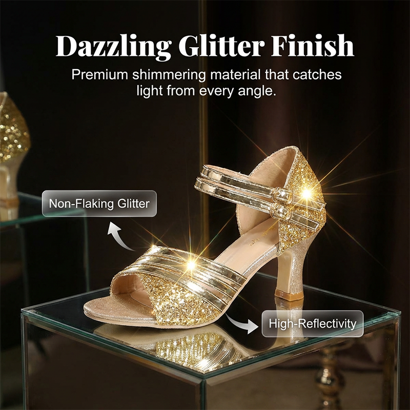 Sandales à talons épais pailletés pour femme