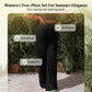 Ensemble 2 pièces femme : haut court et pantalon à jambes larges