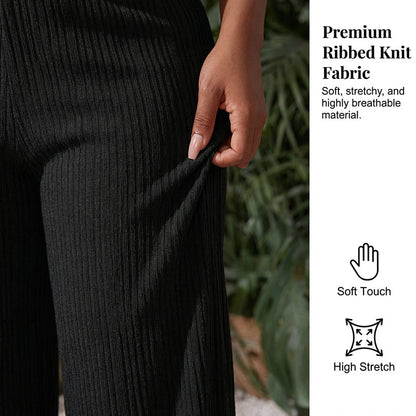 Ensemble 2 pièces femme : haut court et pantalon à jambes larges