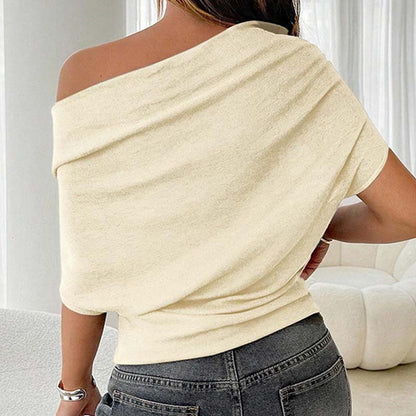 ✨Haut asymétrique à épaules dénudées et manches chauve-souris pour femme💞