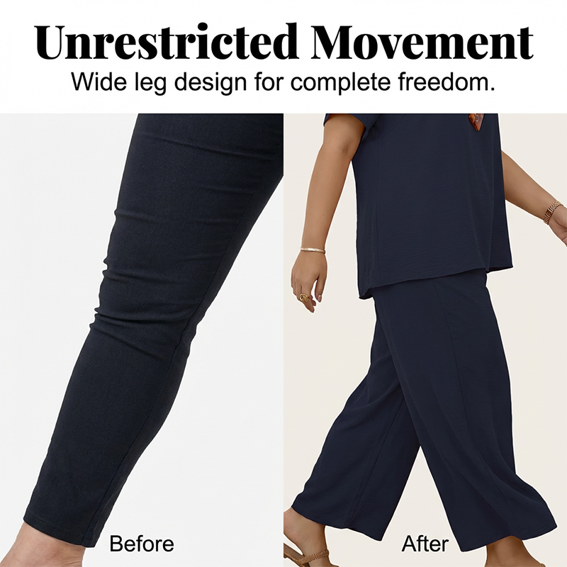 Ensemble Femme Haut Manches Courtes & Pantalon Large – Look Tendance, Tissu Léger & Parfait Pour Le Printemps 💃