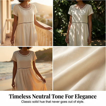 Robe d'été décontractée à col rond en dentelle