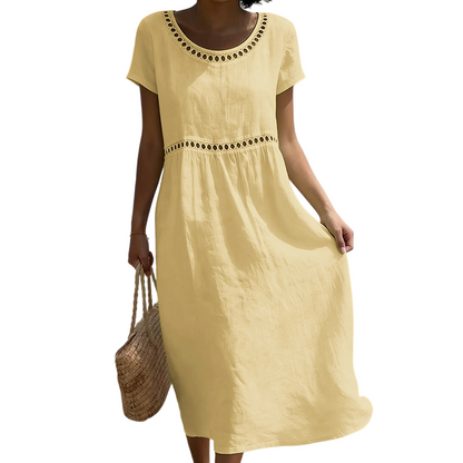Robe d'été décontractée à col rond en dentelle
