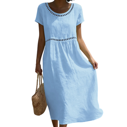 Robe d'été décontractée à col rond en dentelle