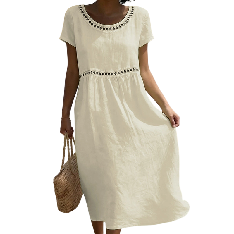 Robe d'été décontractée à col rond en dentelle
