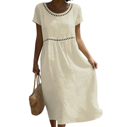 Robe d'été décontractée à col rond en dentelle