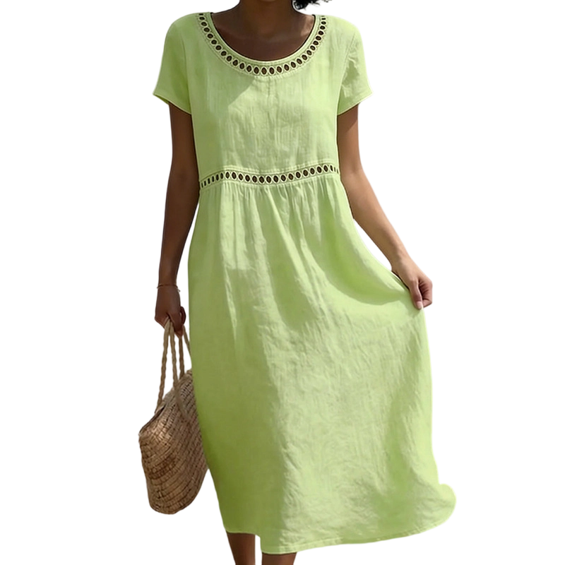 Robe d'été décontractée à col rond en dentelle