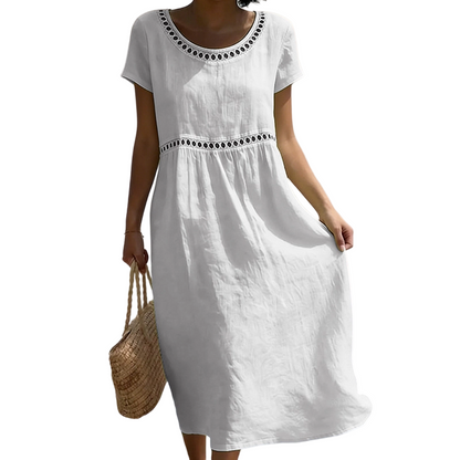 Robe d'été décontractée à col rond en dentelle