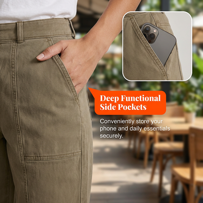 Pantalon utilitaire fuselé à taille haute pour femme