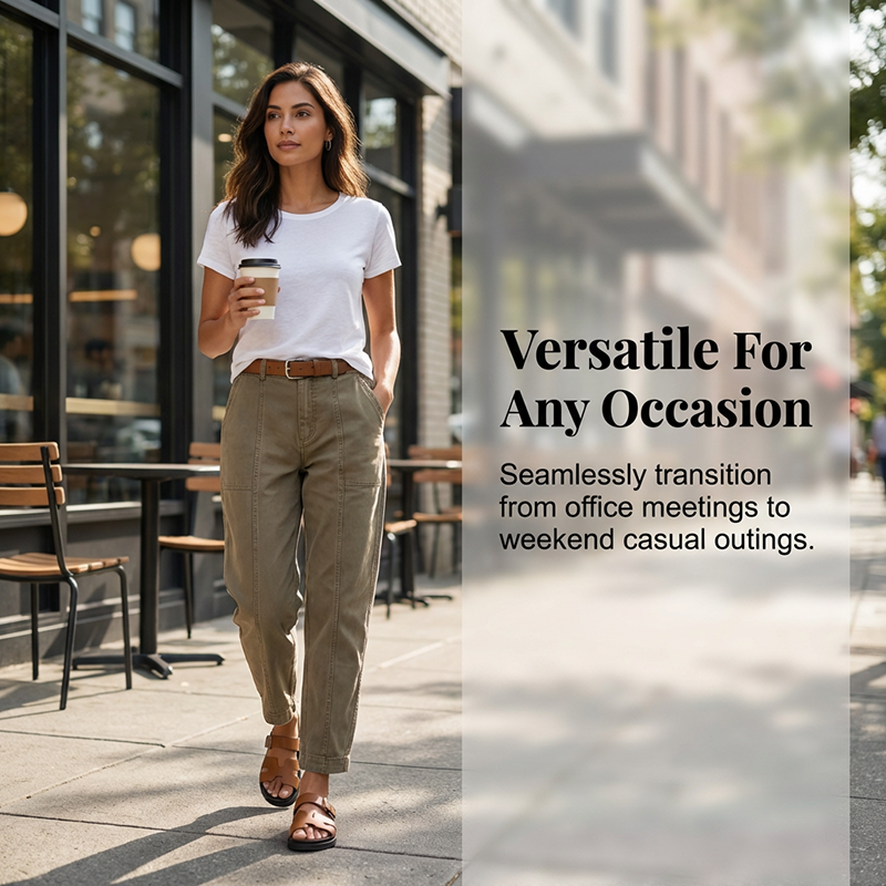 Pantalon utilitaire fuselé à taille haute pour femme