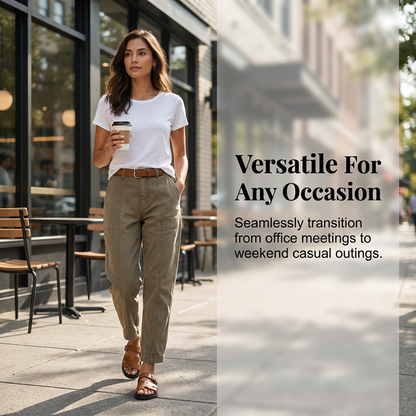 Pantalon utilitaire fuselé à taille haute pour femme