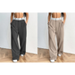 Pantalon de costume pour femme à jambes larges avec ceinture contrastée
