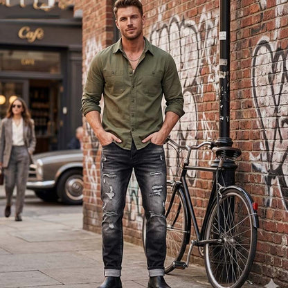 Jean slim droit déchiré pour homme