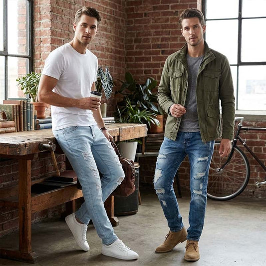 Jean slim droit déchiré pour homme