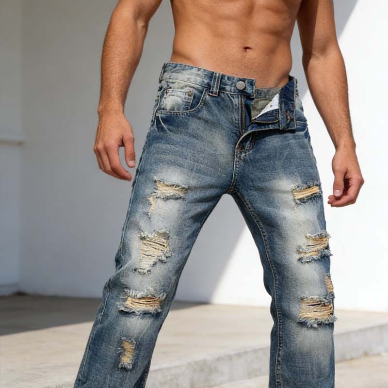Jean slim droit déchiré pour homme