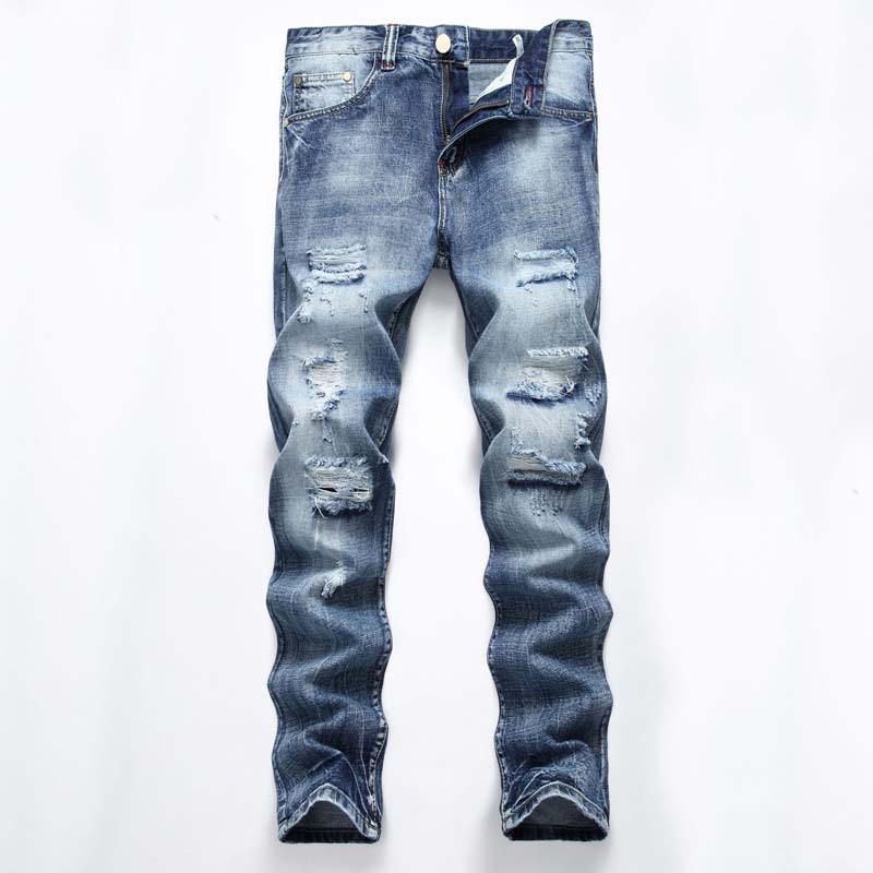 Jean slim droit déchiré pour homme