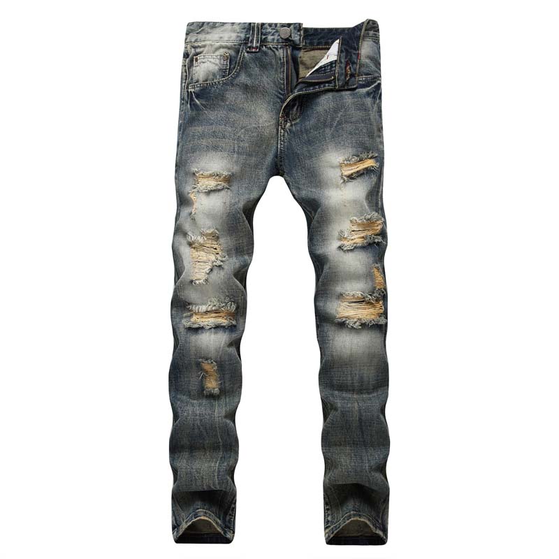 Jean slim droit déchiré pour homme