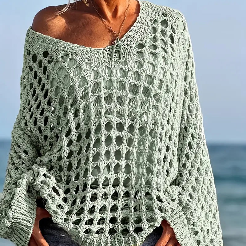 💎 50% SUR LE HAUT CROCHET DÉCONTRACTÉ ! 💎 Motif Élégant, Coupe Fluide & Couleurs Unies Polyvalentes ✨