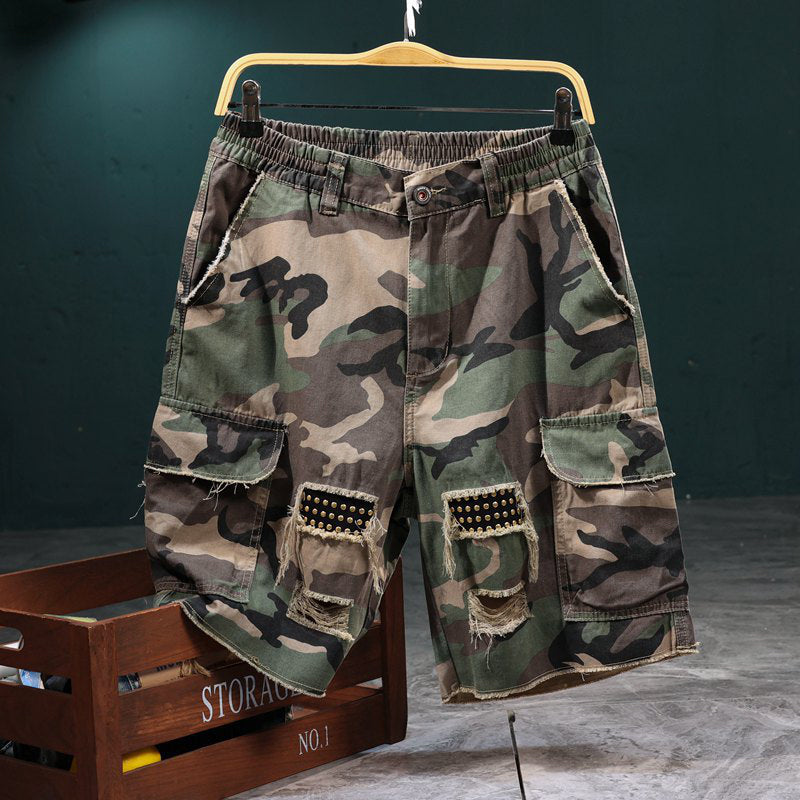 ⏰🔥50 % de réduction pour une durée limitée + livraison gratuite🔥⏰Short cargo camouflage à clous pour homme