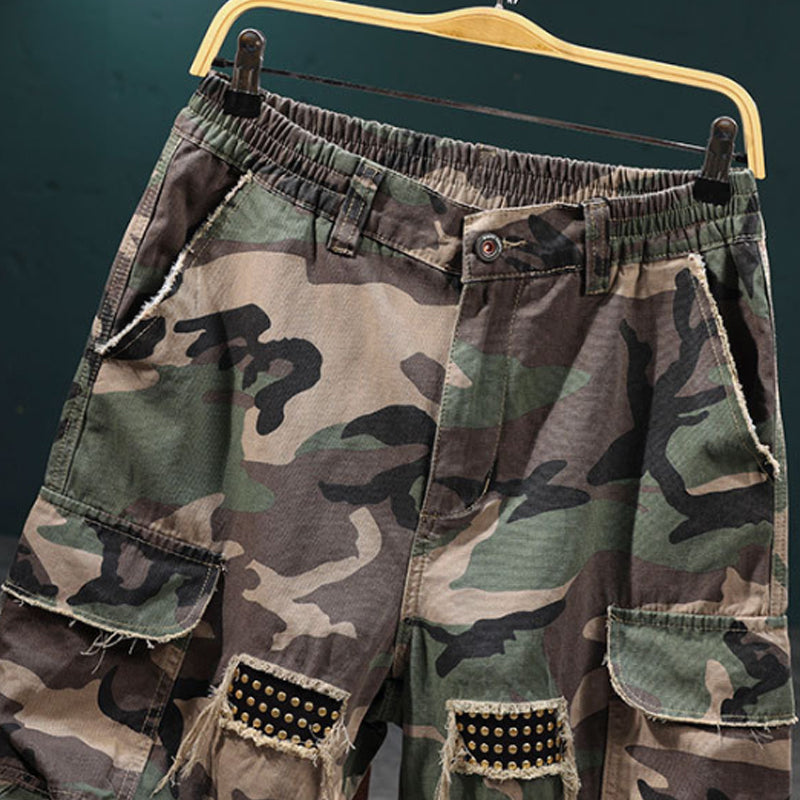 ⏰🔥50 % de réduction pour une durée limitée + livraison gratuite🔥⏰Short cargo camouflage à clous pour homme