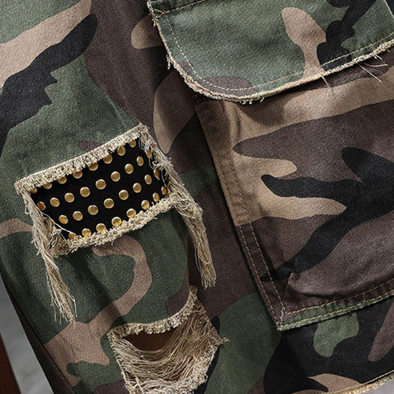 ⏰🔥50 % de réduction pour une durée limitée + livraison gratuite🔥⏰Short cargo camouflage à clous pour homme