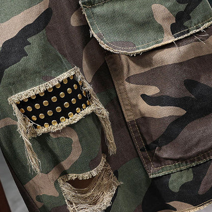 ⏰🔥50 % de réduction pour une durée limitée + livraison gratuite🔥⏰Short cargo camouflage à clous pour homme