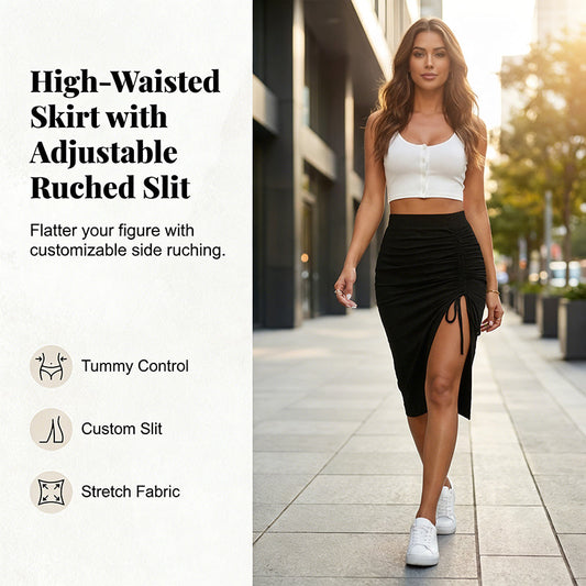 Jupe moulante à taille haute et fronces pour femme