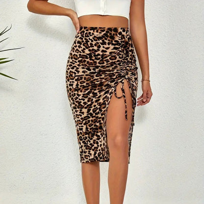 Jupe moulante à taille haute et fronces pour femme