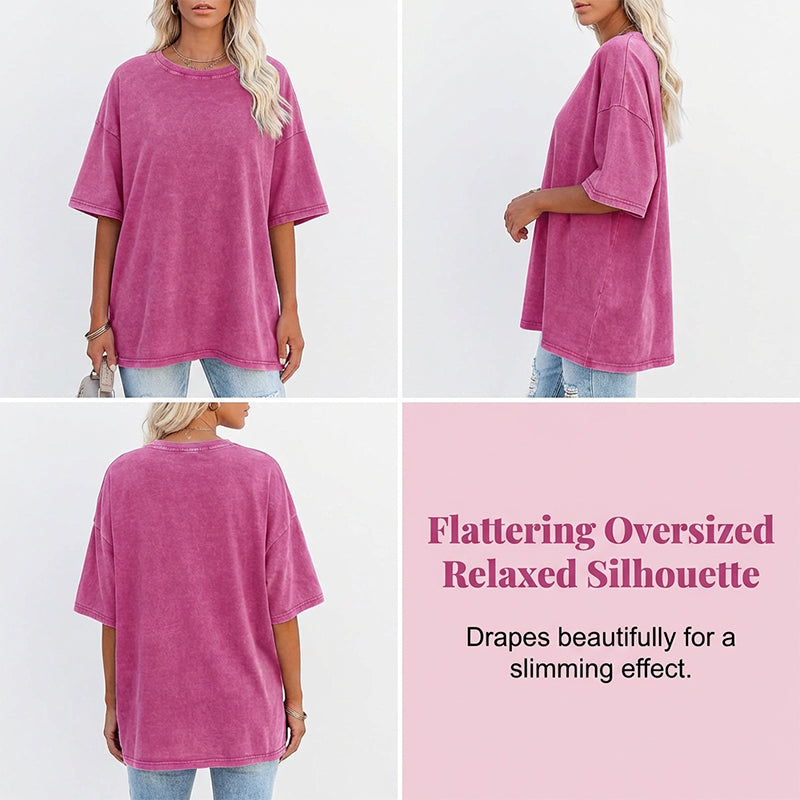 T-shirt oversize vintage délavé pour femme