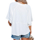 T-shirt patchwork uni à manches trompette amples à cinq pointes