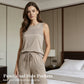 Ensemble femme : haut sans manches et pantalon à cordon de serrage