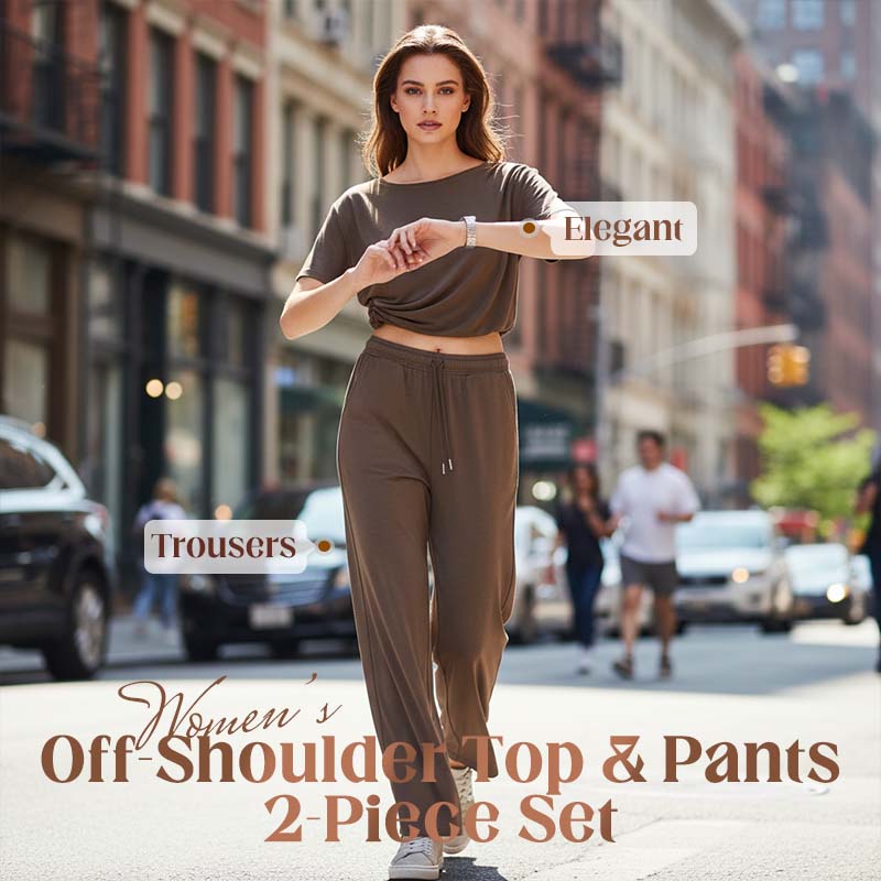 📢📢60 % DE RÉDUCTION !!!⏰ Ensemble 2 pièces Femme – Top asymétrique & Pantalon wide leg fluide pour un look chic et confortable.