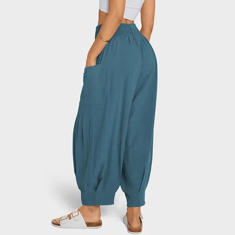 Pantalon sarouel décontracté et ample à taille haute pour femme