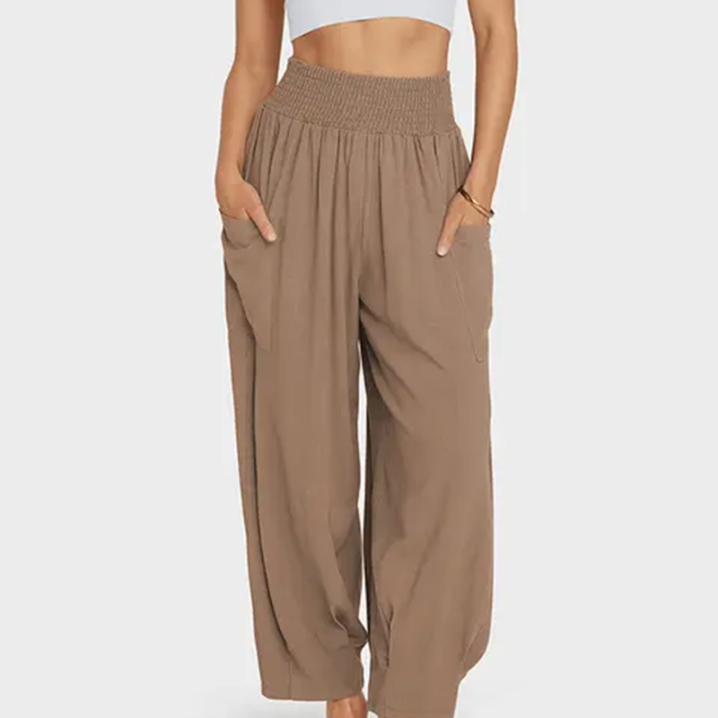 Pantalon sarouel décontracté et ample à taille haute pour femme