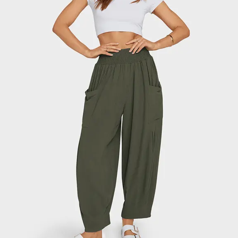 Pantalon sarouel décontracté et ample à taille haute pour femme