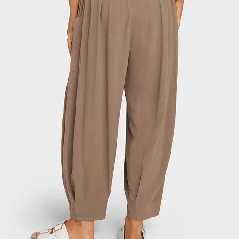 Pantalon sarouel décontracté et ample à taille haute pour femme
