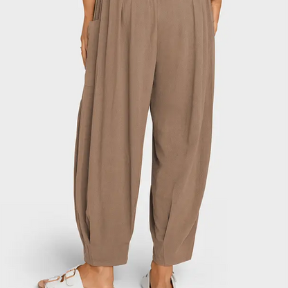 Pantalon sarouel décontracté et ample à taille haute pour femme