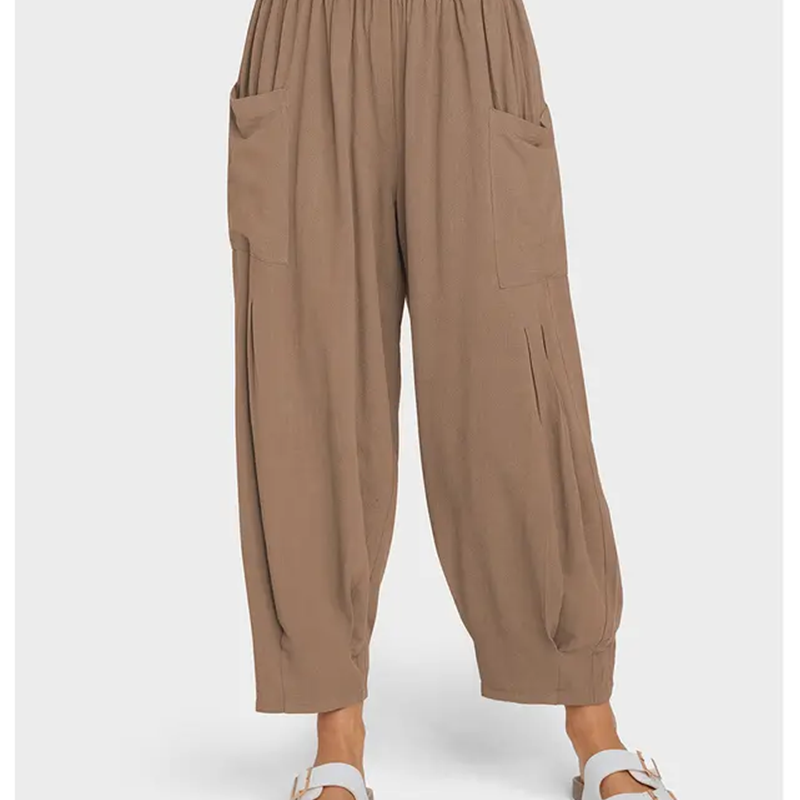 Pantalon sarouel décontracté et ample à taille haute pour femme