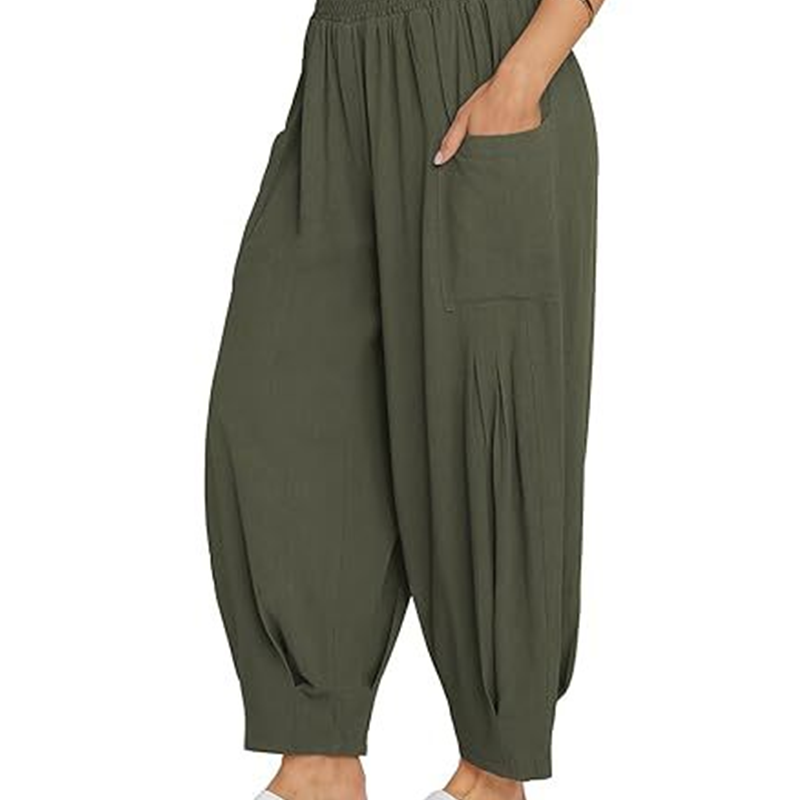 Pantalon sarouel décontracté et ample à taille haute pour femme