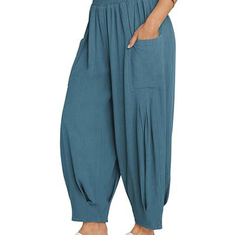 Pantalon sarouel décontracté et ample à taille haute pour femme