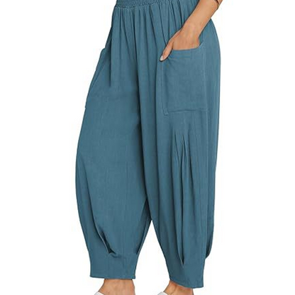 Pantalon sarouel décontracté et ample à taille haute pour femme