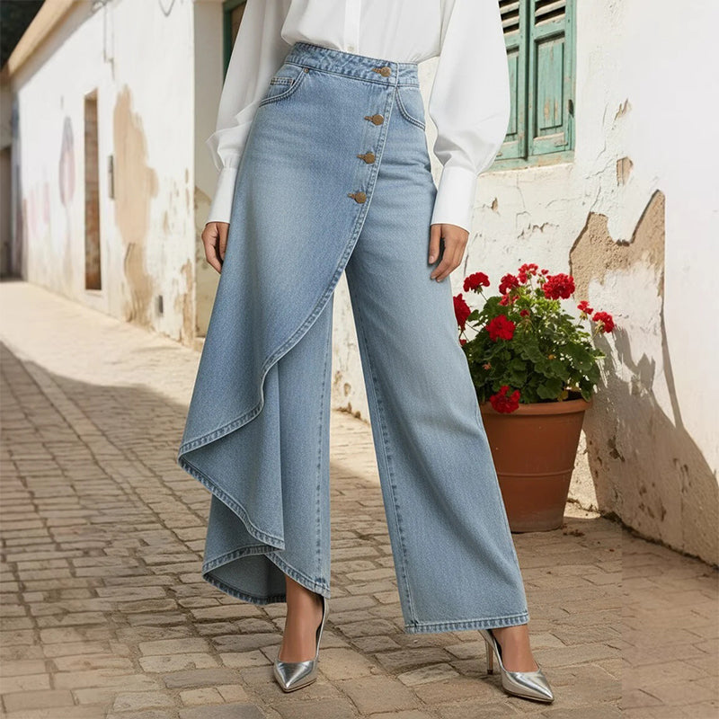 💐50 % de réduction🔥Pantalon-jupe en jean confortable – Liberté de mouvement comme un short, style d’une jupe 🚶‍♀️💨【Prix Exceptionnel】