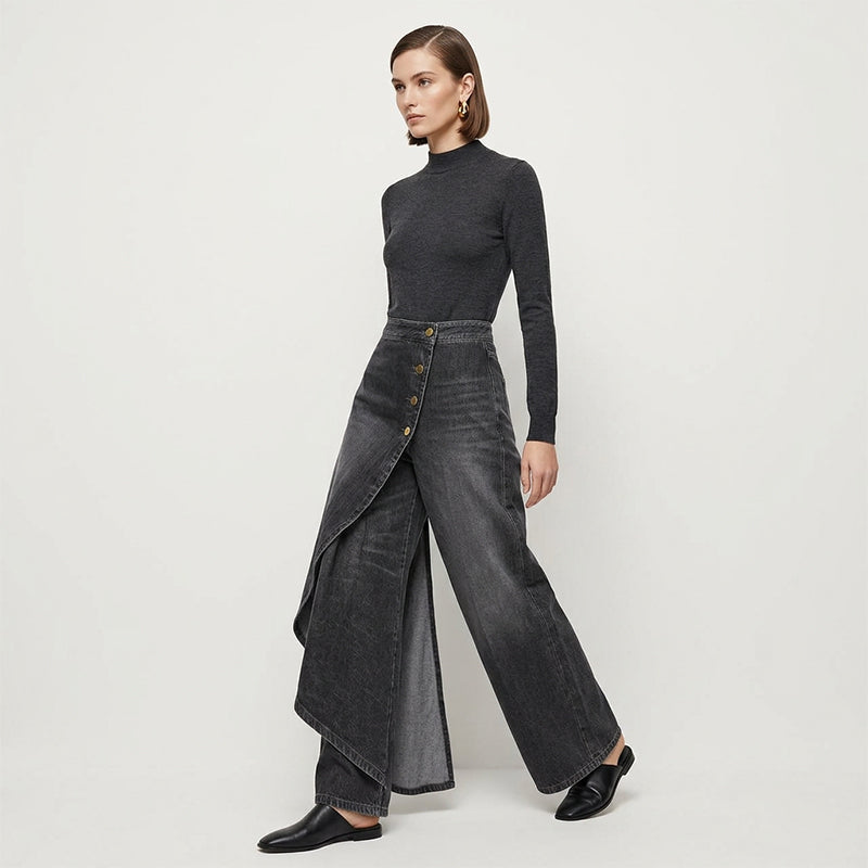 💐50 % de réduction🔥Pantalon-jupe en jean confortable – Liberté de mouvement comme un short, style d’une jupe 🚶‍♀️💨【Prix Exceptionnel】