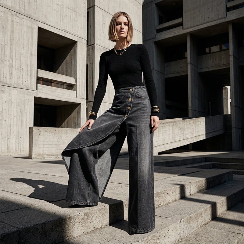 💐50 % de réduction🔥Pantalon-jupe en jean confortable – Liberté de mouvement comme un short, style d’une jupe 🚶‍♀️💨【Prix Exceptionnel】