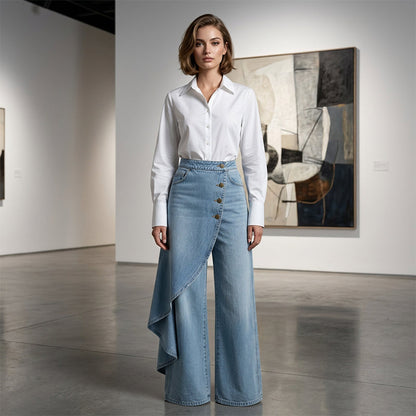 💐50 % de réduction🔥Pantalon-jupe en jean confortable – Liberté de mouvement comme un short, style d’une jupe 🚶‍♀️💨【Prix Exceptionnel】