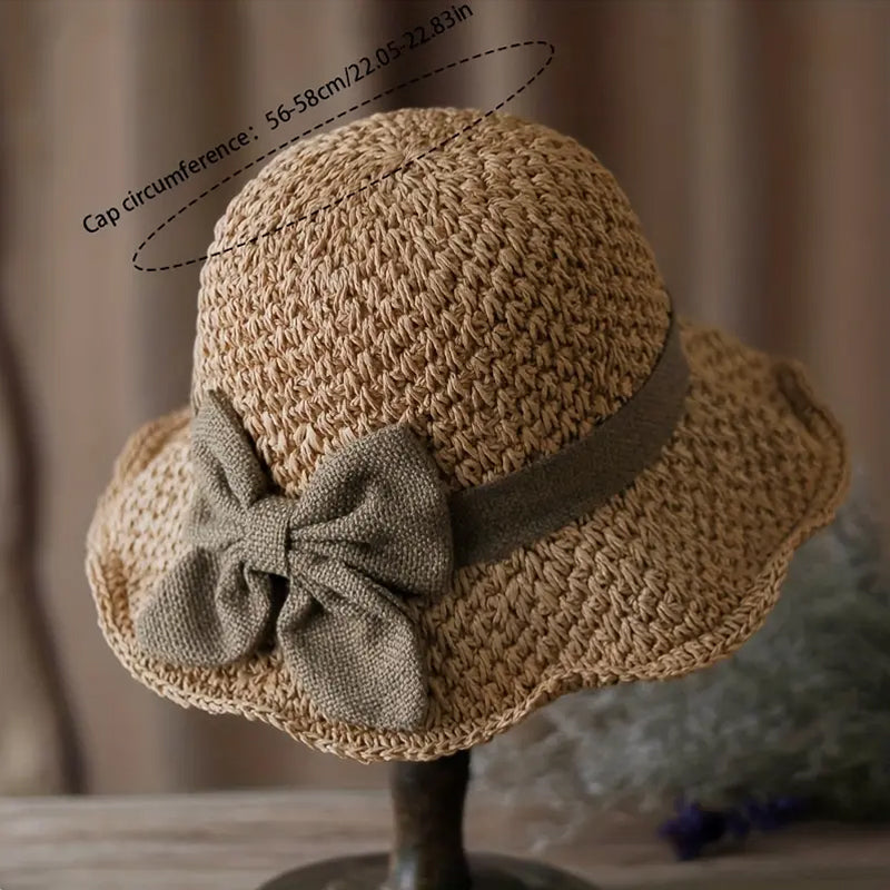 👒⏰ 50% DE RÉDUCTION ! Chapeau de Soleil en Paille Tressée avec Grand Nœud – Large Bord, Ajustable & Pliable pour Voyages 🌞
