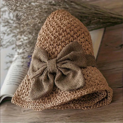 👒⏰ 50% DE RÉDUCTION ! Chapeau de Soleil en Paille Tressée avec Grand Nœud – Large Bord, Ajustable & Pliable pour Voyages 🌞