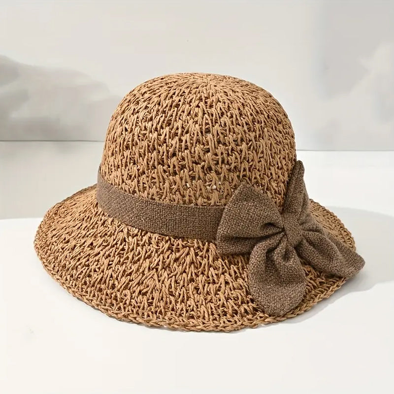 👒⏰ 50% DE RÉDUCTION ! Chapeau de Soleil en Paille Tressée avec Grand Nœud – Large Bord, Ajustable & Pliable pour Voyages 🌞