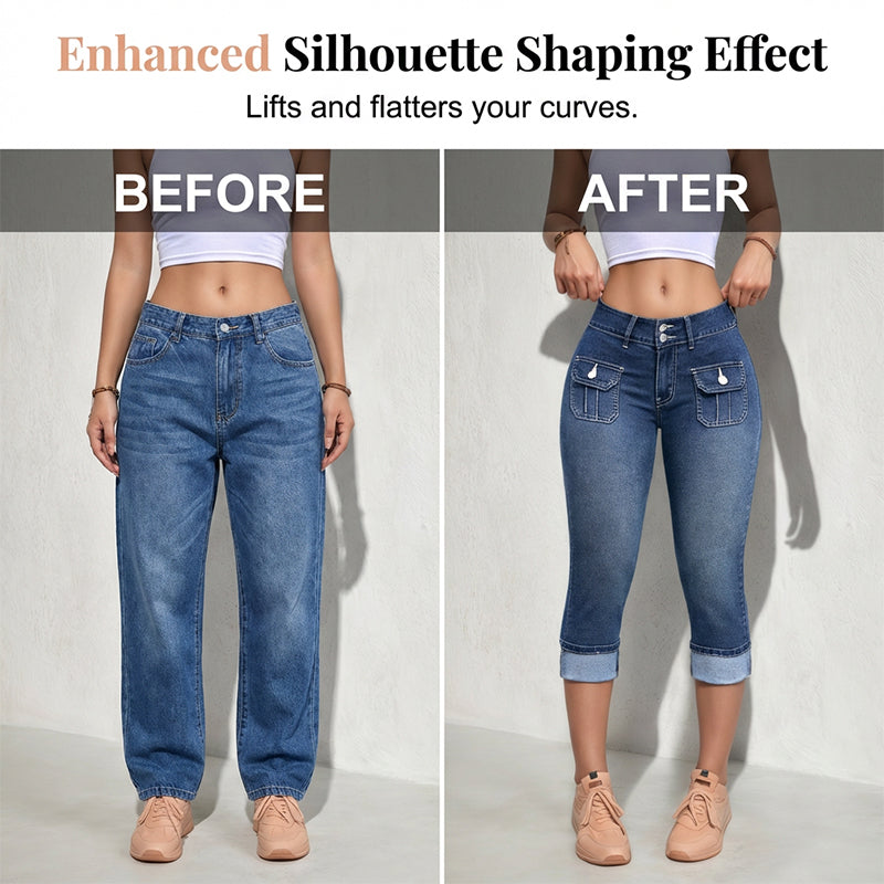 Pantalon Capri en denim stretch coupe slim pour femme