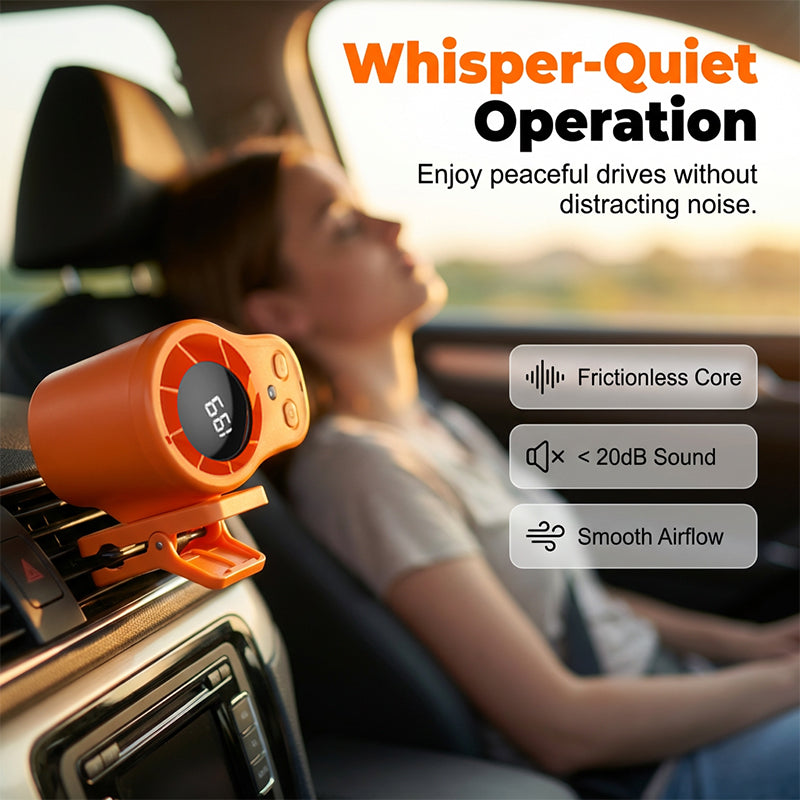 🌀🌬️ PROMO FLASH 56% ! Ventilateur Personnel USB Mains Libres – Fixation Grille Aération Voiture ou Bureau, Écran LED, Silencieux (<36dB), Batterie 2000/4000mAh, 3 Couleurs 🚗